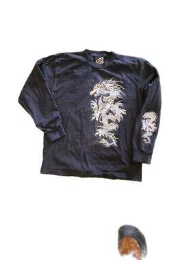 Vintage Top Heavy Dragon Graphic Y2K Long Sleeve T-Shirt S